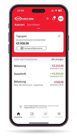App Screenshot Transaktionen
