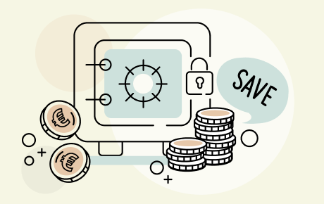 Festgeld als Tresor mit Münzen